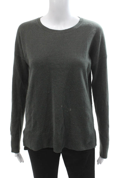 Aqua Cashmere Womens Pullover 100% Cashmere Dark Gray Crew Neck Sweater Size M