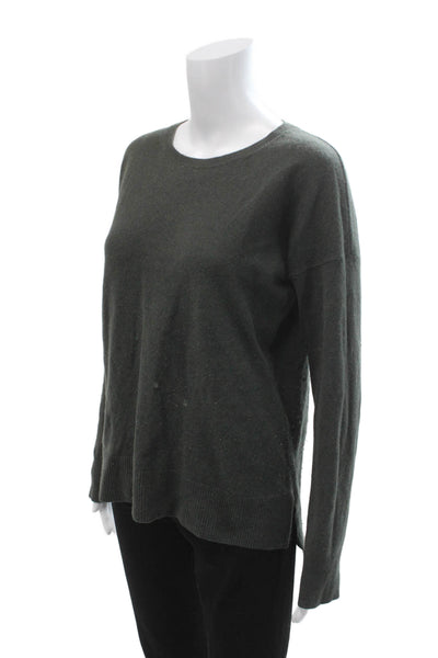 Aqua Cashmere Womens Pullover 100% Cashmere Dark Gray Crew Neck Sweater Size M