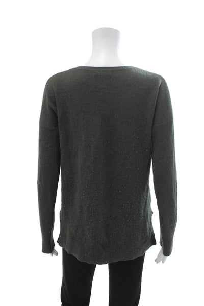 Aqua Cashmere Womens Pullover 100% Cashmere Dark Gray Crew Neck Sweater Size M