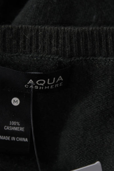 Aqua Cashmere Womens Pullover 100% Cashmere Dark Gray Crew Neck Sweater Size M