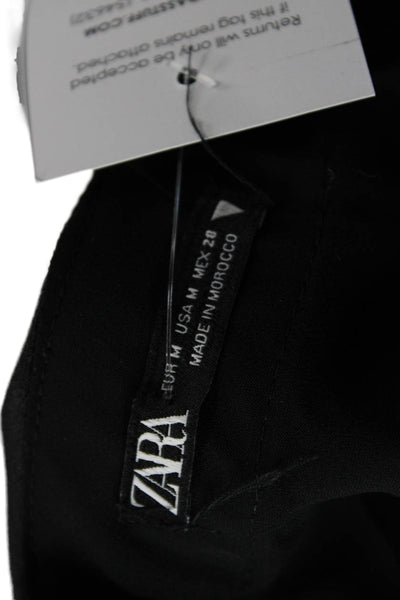 Zara Women Maxi T-Shirt Dress Black Zip Round Neck Short Sleeve Size M