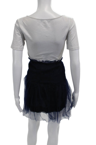 Rodarte Womens Mini Tutu Skirt Dark Blue Polyester Nylon Short Size 7