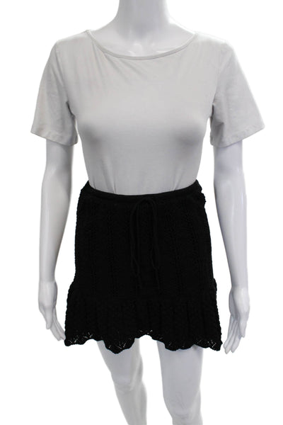 Zara Womens Mini Flare Skirt Black Cotton Size S