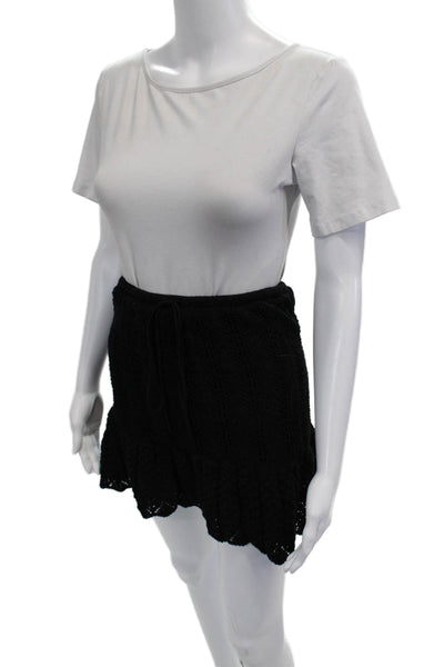 Zara Womens Mini Flare Skirt Black Cotton Size S