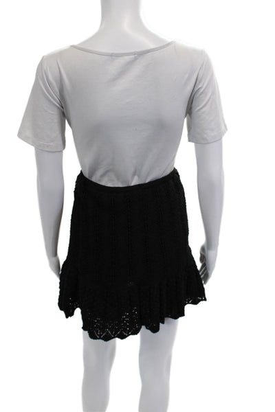 Zara Womens Mini Flare Skirt Black Cotton Size S