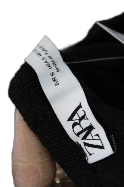 Zara Womens Mini Flare Skirt Black Cotton Size S