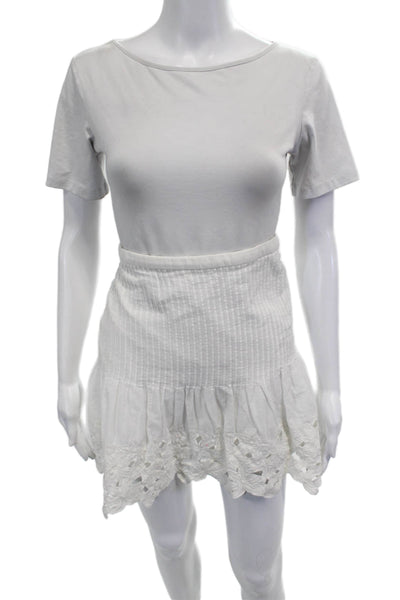J Crew Womens Mini Peasant Skirt White Cotton Size 2