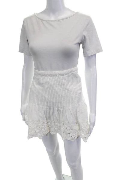 J Crew Womens Mini Peasant Skirt White Cotton Size 2