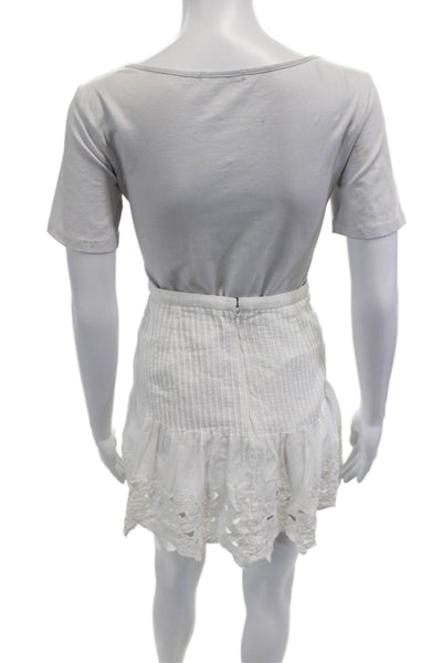 J Crew Womens Mini Peasant Skirt White Cotton Size 2