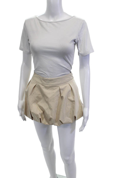 Zara Women Mini Tulip Skirt Beige 100% Cotton Solid Short Size XS
