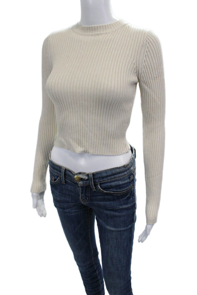 Zara Unisex Pullover Striped Crewneck Long Sleeve Sweater Beige Size L