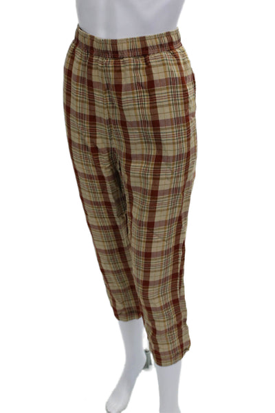 ACNE Studios Unisex Cropped Ankle Plaid Beige Pants Size 38