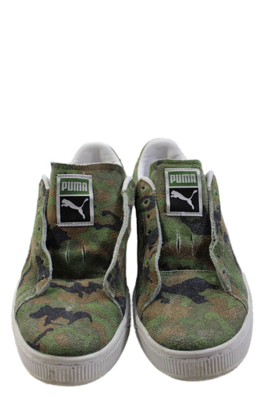 Puma Womens Suede Camouflage Print Lace Up Sneakers Green Size 7