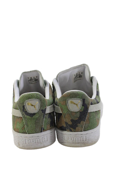Puma Womens Suede Camouflage Print Lace Up Sneakers Green Size 7