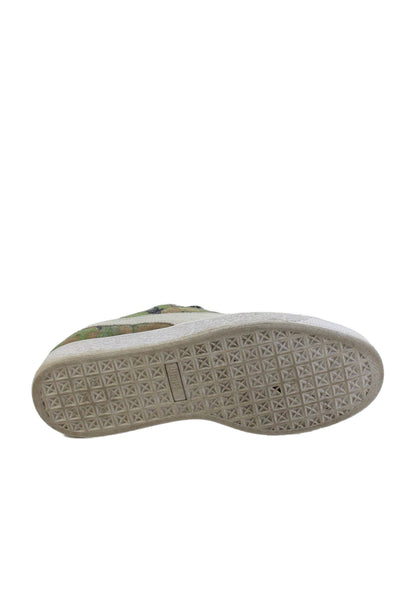 Puma Womens Suede Camouflage Print Lace Up Sneakers Green Size 7