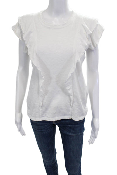 Veronica Beard Womens Crew Neck Pima Cotton T-Shirt White Size M