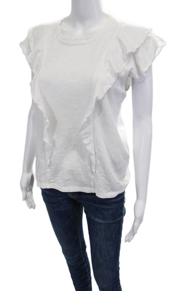 Veronica Beard Womens Crew Neck Pima Cotton T-Shirt White Size M