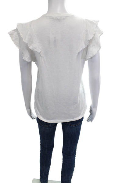 Veronica Beard Womens Crew Neck Pima Cotton T-Shirt White Size M