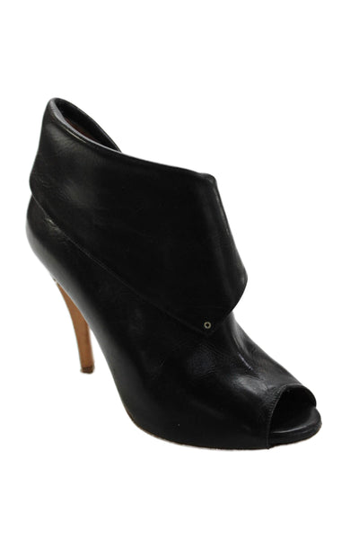 Sigerson Morrison Womens Leather Peep Toe Ankle Booties Black Size 6