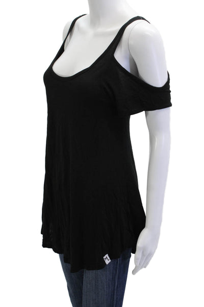 Michael Lauren Womens Tunic T-Shirt Black Cotton Round Neck Short Sleeve Size M