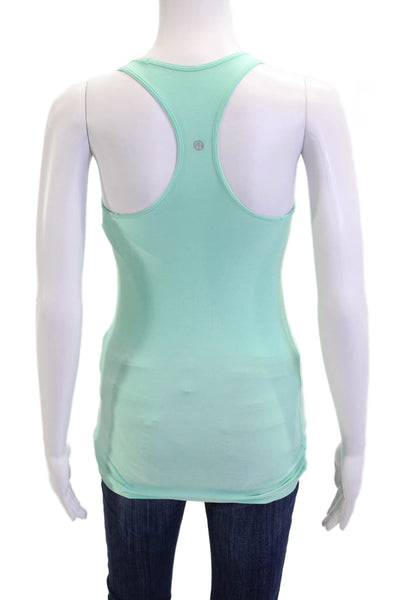 Lululemon Women Green Basic Sleeveless Nylon Tank Round Neck Size 8