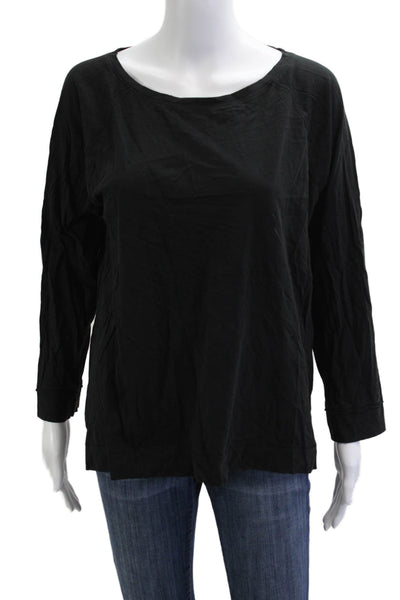 Lilla P Womens Basic Black Pima Cotton Round Neck 3/4 Sleeve T-Shirt Size XL