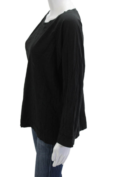 Lilla P Womens Basic Black Pima Cotton Round Neck 3/4 Sleeve T-Shirt Size XL