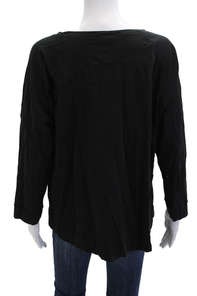 Lilla P Womens Basic Black Pima Cotton Round Neck 3/4 Sleeve T-Shirt Size XL
