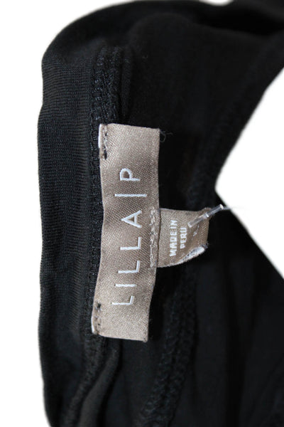 Lilla P Womens Basic Black Pima Cotton Round Neck 3/4 Sleeve T-Shirt Size XL