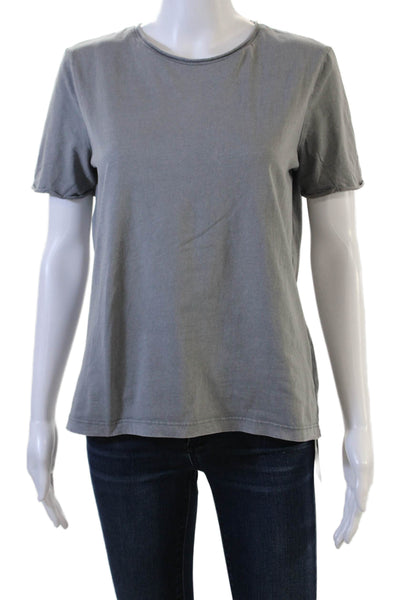 Zara Women Basic Gray Crew Neck Cotton Blend Short Sleeve T-Shirt Size M