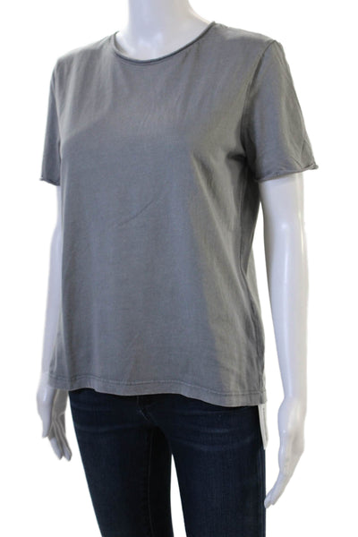 Zara Women Basic Gray Crew Neck Cotton Blend Short Sleeve T-Shirt Size M