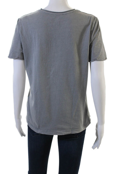 Zara Women Basic Gray Crew Neck Cotton Blend Short Sleeve T-Shirt Size M