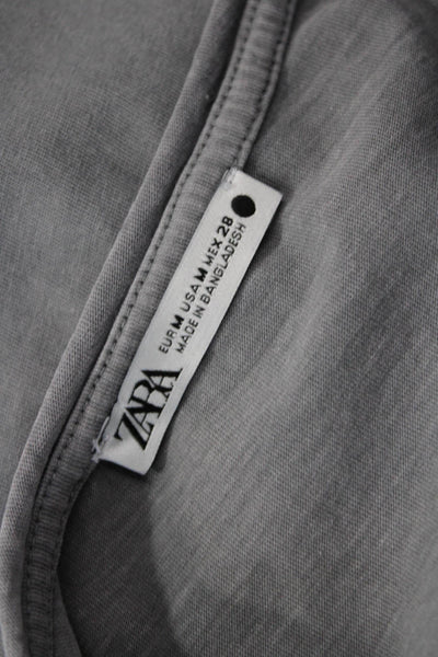 Zara Women Basic Gray Crew Neck Cotton Blend Short Sleeve T-Shirt Size M