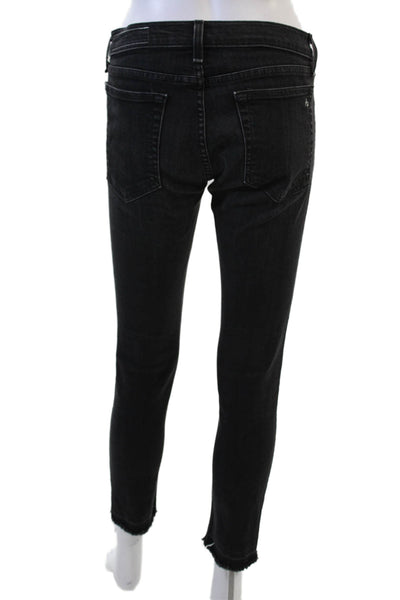 Rag & Bone Womens Ankle Skinny Jeans Black Mid Rise Button Size 26