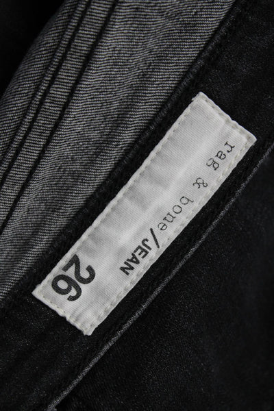 Rag & Bone Womens Ankle Skinny Jeans Black Mid Rise Button Size 26