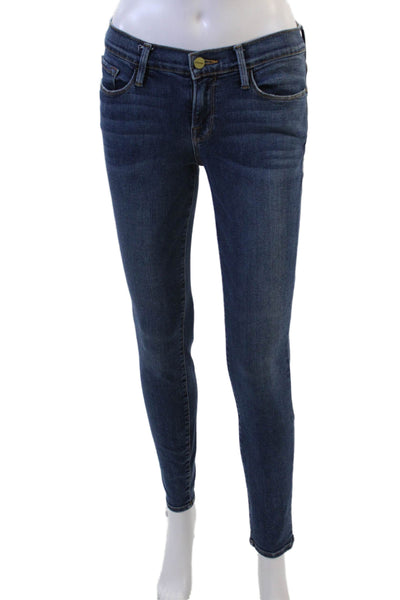 Frame Denim Womens Skinny Ankle Jeans Dark Blue Mid Rise Size 26