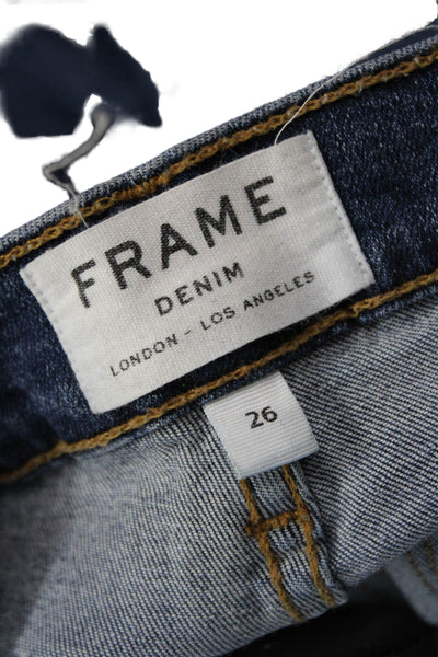 Frame Denim Womens Skinny Ankle Jeans Dark Blue Mid Rise Size 26