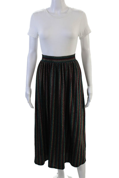 J Crew Women A-Line Maxi Black Striped Skirt Plus Size 2X
