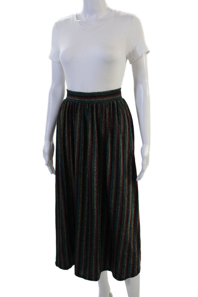 J Crew Women A-Line Maxi Black Striped Skirt Plus Size 2X