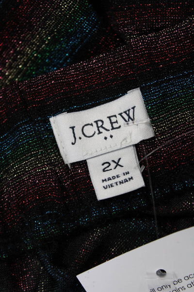J Crew Women A-Line Maxi Black Striped Skirt Plus Size 2X
