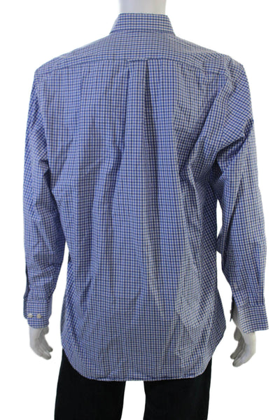 Kirkland Signature Mens ButtonDown Checked Blue Cotton Long Sleeve Shirt Size M