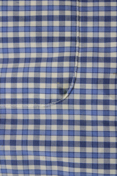 Kirkland Signature Mens ButtonDown Checked Blue Cotton Long Sleeve Shirt Size M