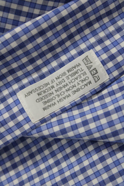 Kirkland Signature Mens ButtonDown Checked Blue Cotton Long Sleeve Shirt Size M