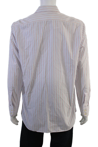 Banana Republic Mens Long Sleeve Point Collar Striped Dress Shirt White Size L