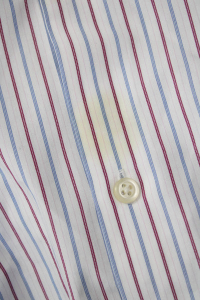 Banana Republic Mens Long Sleeve Point Collar Striped Dress Shirt White Size L
