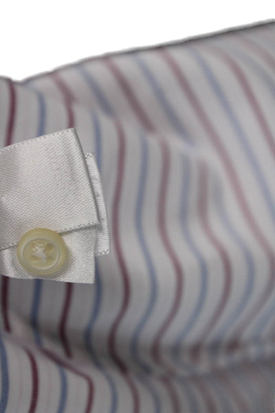 Banana Republic Mens Long Sleeve Point Collar Striped Dress Shirt White Size L
