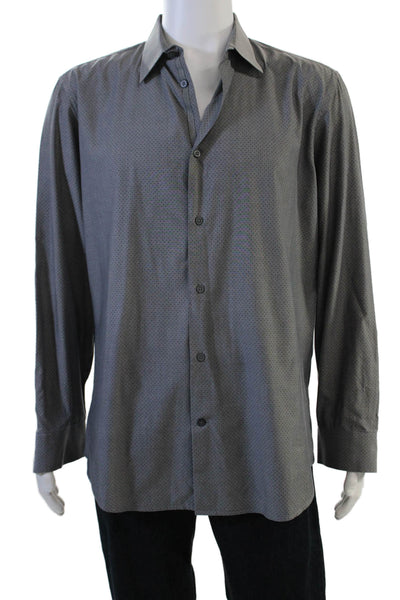 Banana Republic Mens Spread Buttonup Polka Dot Dark Gray Longsleeve Size L