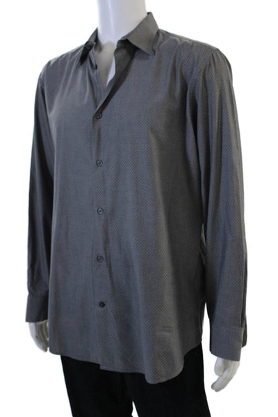 Banana Republic Mens Spread Buttonup Polka Dot Dark Gray Longsleeve Size L
