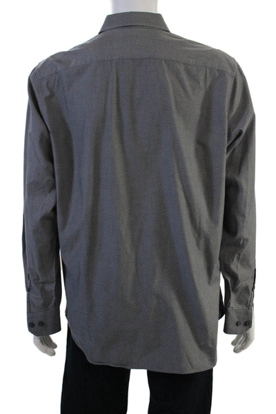 Banana Republic Mens Spread Buttonup Polka Dot Dark Gray Longsleeve Size L