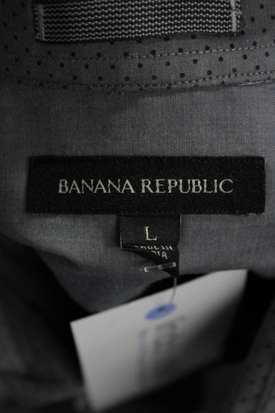 Banana Republic Mens Spread Buttonup Polka Dot Dark Gray Longsleeve Size L